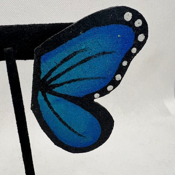 Handmade Large Dramatic Vibrant Butterfly Wing Statement Post Earrings - Picture 3 of 6